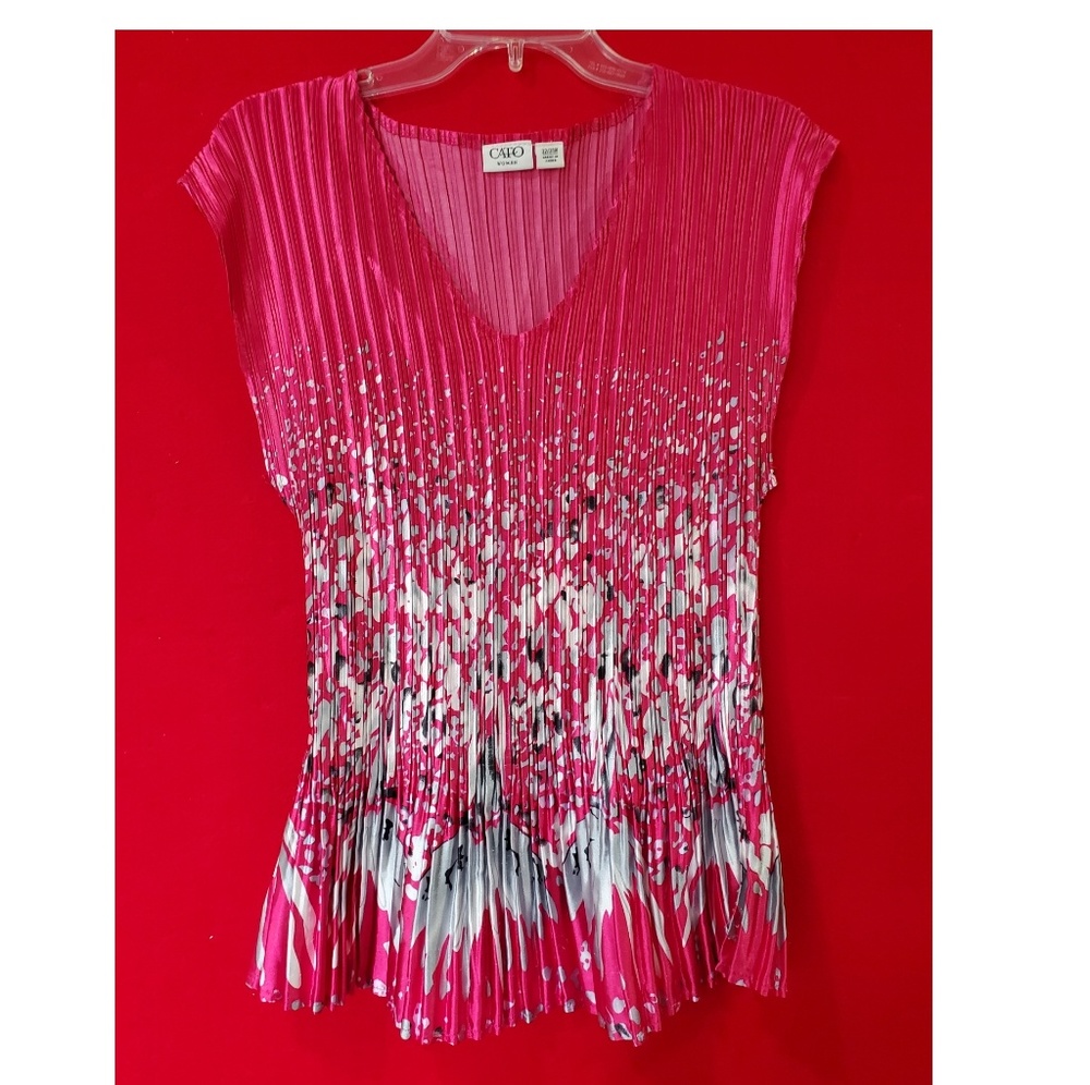 Cato Woman Pink/Silver Crinkle Blouse